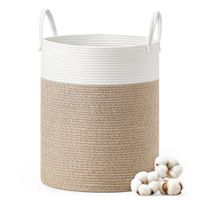 cesto para ropa sucia 60 l de cuerda de algodon blanco y marron