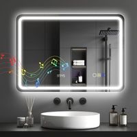 espejo de bano vidrio templado homcom 70x50 cm plata