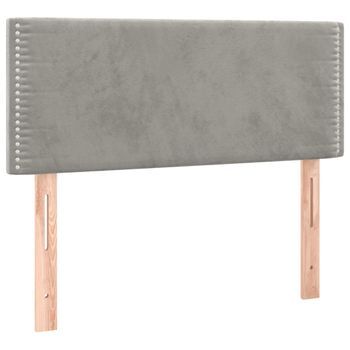 Cabecero Cama Mueble De Dormitorio Con Led De Terciopelo Claro 100 X 5 X 78/88 Cm Gris M02_0001394