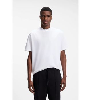 BOSS para hombre. 50562120 Camiseta Collar blanco (XL), Casual, Algodón, Manga corta