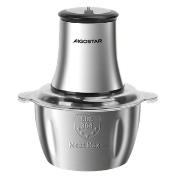 Aigostar Flor - Picadora electrica, con tazón de acero inoxidable de 1.8L y 4 cuchillas afiladas. Picadora electrica de alimentos de 500W, 2 velocidades, adecuada para carne, cebolla, verdura y fruta