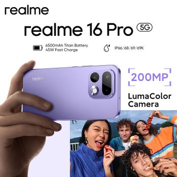 Versión Europea del Smartphone realme 16 Pro 5G, Cámara LumaColor de 200MP, Pantalla AMOLED de 6500nit, Batería de 6500mAh, NFC