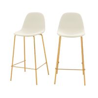 set de 2 taburetes para isla de cocina en cuero sintetico blanco 65 cm