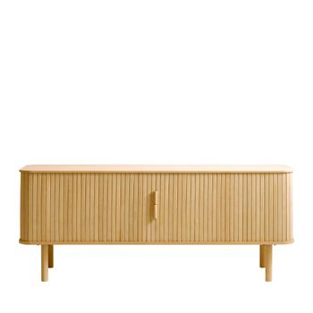 Mueble tv puertas correderas de madera estriada l160cm - madera clara
