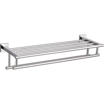 Toallero De Baño Con Doble Barra, 40 Cm De Largo (plata Brillante)