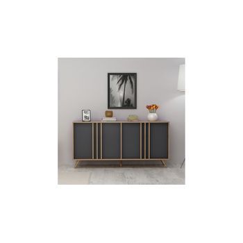 Mesa Consola Rilla, 160x40x79 Cm, Color Nogal, Antracita
