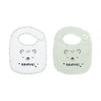 set de 2 baberos rizovelour bear with me menta