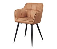 silla de comedor birmingham con reposabrazos imitacion de ante acero 79x56x54 cm - marron  encasa