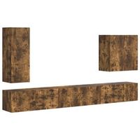 conjunto de mueble para tv de pared 6 uds  mueble de salon  gabinete de tv roble ahumado