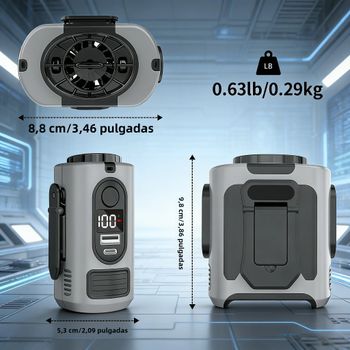 Ventilador de cintura con clip 130° amplia salida de aire ajustable 45° pantalla digital batería 10000mAh power bank portátil ligero 0,63lb para pesca golf ciclismo reparto jardinería camping trabajo