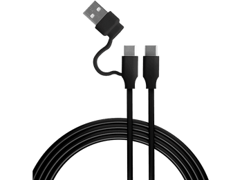 Cable - FR-TEC USB-C Play & Charge 3m FT0042, a con adaptador USB-A, Compatible Mando Dualsense, Negro