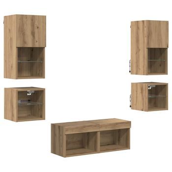 Unidades De Pared Para Tv 8 Uds | Mueble De Salón | Gabinete De Tv Roble Artesanal