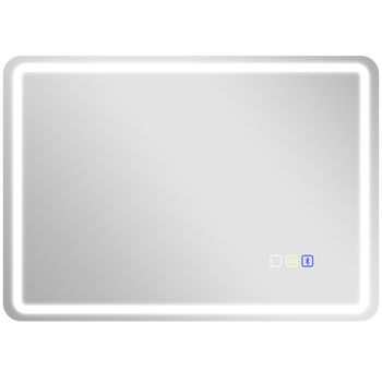 HOMCOM Espejo de Baño con Iluminación LED, Almohadilla antiempañante, 3 colores ajustables, color Plata