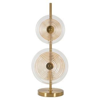 Lámpara De Mesa De Metal Y Cristal Dorado Ø 25x63 Cm