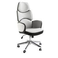 silla oficina giratoria tela gris claro y pvc blanco brillo angel cerda 4142 64x69x118