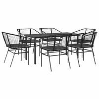 set de comedor de jardin 7 piezas  mueble de jardin cojines ratan sintetico negro