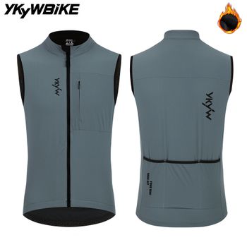 Chaleco de Ciclismo Térmico de Forro Polar para Hombre YKYWBIKE, Chaleco de Ciclismo sin Mangas, Cortavientos e Impermeable