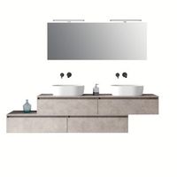 composicion bano astra piedra havana lavabo doble 9 piezas en mdf