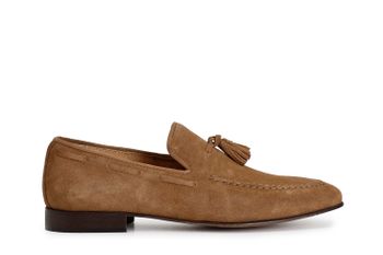 mocasines en piel de ante con borlas para hombre tan