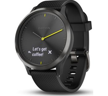 GARMIN vivomove HR Sport Hybrid Smartwatch - Black, Large, Black