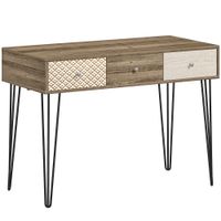homcom escritorio boho-chic con cajones patas horquilla y encimera espaciosa para oficina dormitorio tocador 105x50x75cm madera