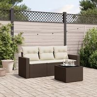 set de sofas de jardin 4 uds  juego de muebles de jardin y cojines ratan sintetico marron cfw79406