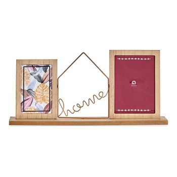 Marco De Fotos Home Marrón 2 Fotos Metal Madera (6 X 21,5 X 46 Cm)