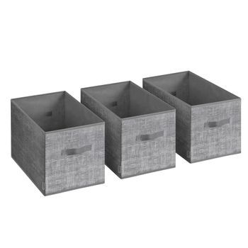 3 cajas de almacenaje plegables de tela de color gris