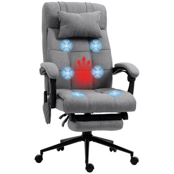Vinsetto Silla de Masaje Reclinable con 6 Puntos de Masaje y 5 Modos Función de Calefacción Ajustable 66x76x112-120 cm Gris   Aosom España
