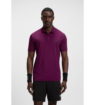 BOSS para hombre. 50545692 Polo con ilustración a cuadros lila (XXL), Casual, Deportivo, Tenis/Padel, Manga corta, Poliéster Reciclado, Sost