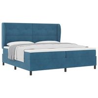 cama tipo box spring manual azul oscuro 200 x 200 cm terciopelo vidaxl