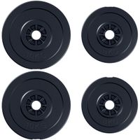 homcom juego de 4 discos de pesas de 5 kg y 10 kg con orificio de o25 mm para entrenamiento de fuerza levantamiento de pesas negro   aosom espana