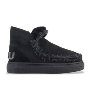 Mou para mujer. MU.FW411001A Botines de piel Eskimo bold glitter logo negro (39), Plano, Ninguno, Casual