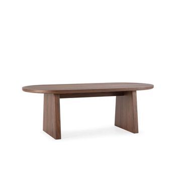 Mesa Para Comedor Ovalada Fija Md-larisa Acabado Nogal Con Diseño Moderno Y Resistente