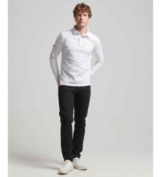 Superdry para hombre. M1110386A Polo de punto de manga larga Studios blanco (L), Casual, Algodón, Manga corta