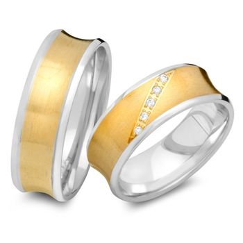 Alianzas 18 quilates oro amarillo-blanco 5 diamantes
