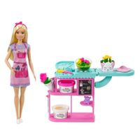 barbie floristeria muneca rubia y accesorios de plastilina 3 anos