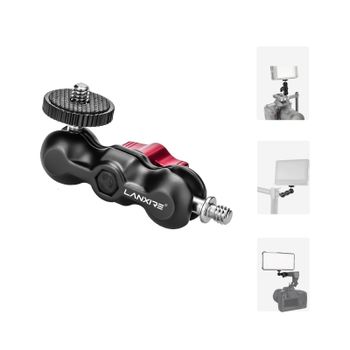 Mini Brazo Mágico Lanxire de Aleación de Aluminio, Soporte de Extensión Universal 360° con Doble Cabeza de Bola y Tornillo 1/4-20 para Monitor, GoPro y Vlog