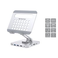 conceptronic soporte docking 8 en 1 usb-c100w usb pdhdmisdtfmicrosdaudio base giratoria 360 inox