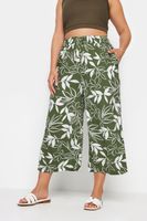 yours pantalones anchos capri verdes de hojas mujer curvy y tallas grandes yours