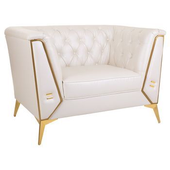 Sillón Tapizado Blanco 104x72x75