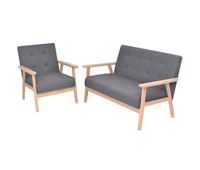 vidaxl juego de sofas de tela de 2 piezas color gris oscuro