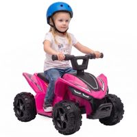 aiyaplay quad electrico para ninos 6v marcha adelante 2 kmh para 18-48 meses capacidad 25 kg interior y exterior fucsia
