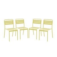 silla de jardin bistro de acero set de 4 amarillo
