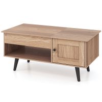 costway mesa centro elevable con tablero elevable compartimento oculto estante abierto armario con puerta 4 patas para hogar oficina