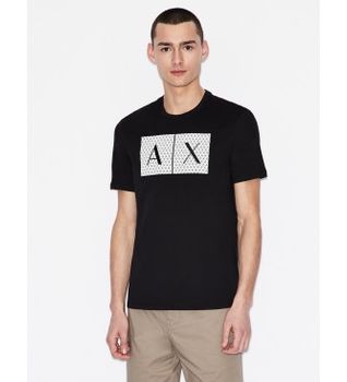 A|X Armani Exchange para hombre. 8NZTCKZ8H4Z1200 Camiseta Cuadrados negro (S), Casual, Algodón, Manga corta