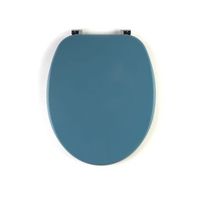 tapa del inodoro de color azul bermuda con bisagras cromadas
