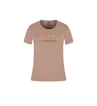 EA7 para mujer. 7W000777_AF10373 Camiseta Eagle Logo Crossover beige (XXS), Casual, Algodón, Manga corta