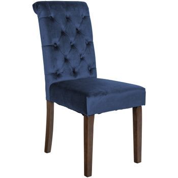 Silla De Comedor Lisburn Terciopelo Azul 63x45x98 Cm Clp