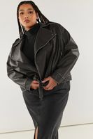 yours cazadora motera negra efecto lavado mujer curvy y tallas grandes yours